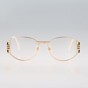 Silhouette M 6126 20 V 6017, Vintage 80s gold unique oval eyeglasses frames womens NOS