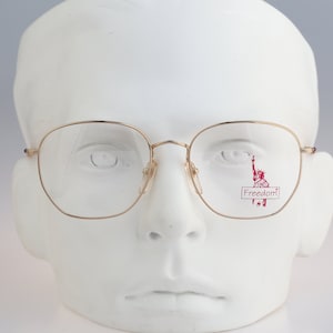 Freedom 6702, Vintage 90s large gold square glasses frames mens & womens / NOS