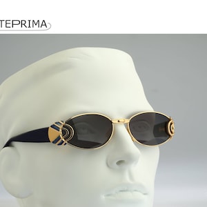 Side shields sunglasses men, Anteprima Wendy 5, Vintage 90s unique art deco gold oval steampunk sunglasses women, NOS