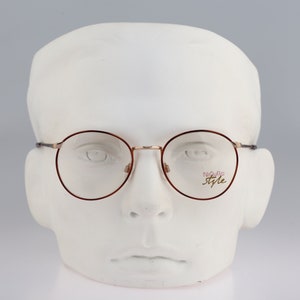 Nigura style Style 545 B, Vintage 90s tortoise and gold panto round eyeglasses frames mens & womens NOS