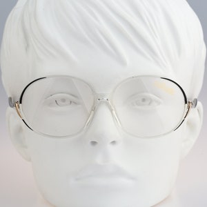 Silhouette M 1765  C 1990, Vintage 80s black & white unique clear oversized oval eyeglasses frames womens NOS