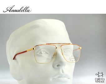 Annabella A 550 2, Vintage 80s gold square aviator glasses frames mens & womens NOS