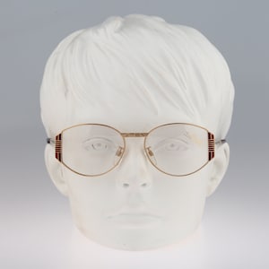 Silhouette M 6126 21 V 6019, Vintage 80s gold unique oval eyeglasses frames womens NOS