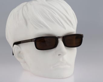 Police 2414 722, gafas de sol rectangulares únicas en gris y carey de los años 90 para hombre y mujer, NOS
