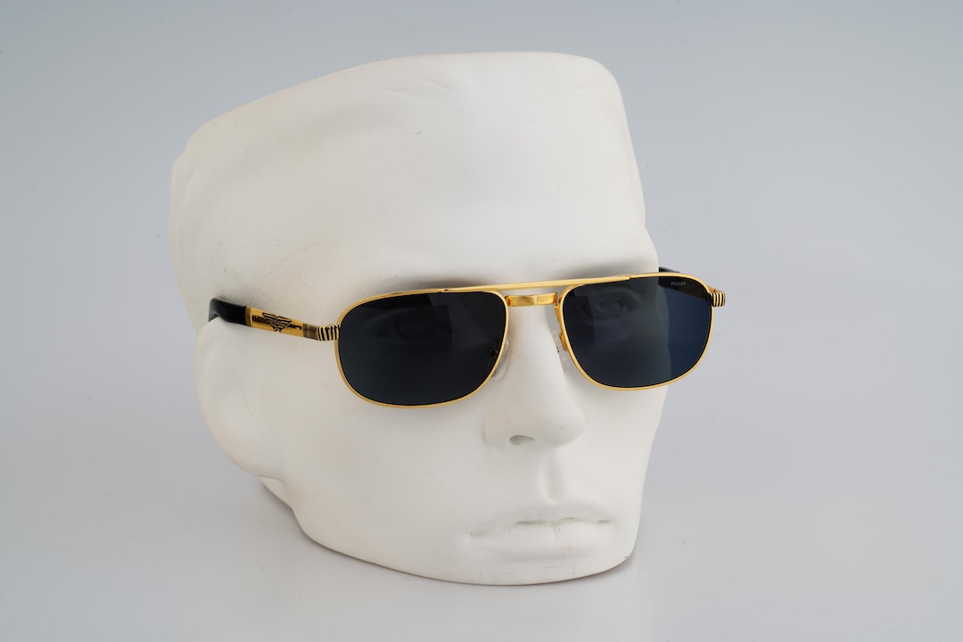 Police 2138 5103, Vintage 90s Gold Rectangle Aviator Sunglasses - Main Image