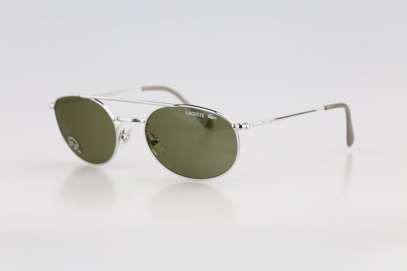 Lacoste D001, Vintage 90s tinted green lenses sil… - image 4