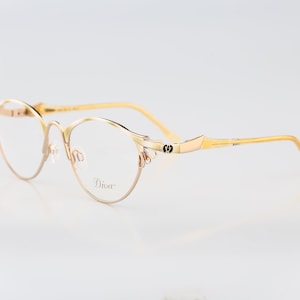 Diva 5039 5, Vintage 90s victorian horn color browline & gold cat eye glasses frames womens NOS