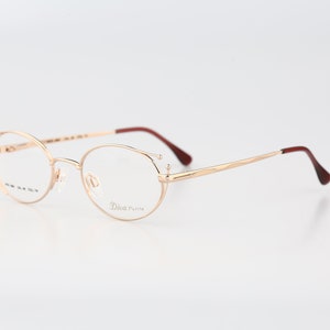 Diva Petite 9061 74, Vintage 90s victorian gold small oval eyeglasses frames womens NOS