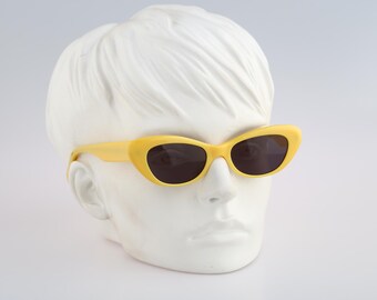 Kador K 746 523, Vintage 90er Jahre Gelbe Katzenaugen-Sonnenbrille Damen, NOS