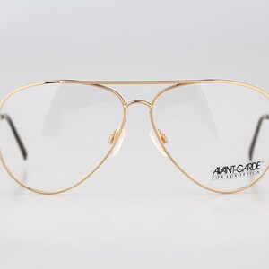 Luxottica Avant Garde Challenger Vergoldet, Vintage 80er Jahre gold oversized Aviator Brillengestelle Herren & Damen NOS Bild 3