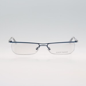 Robert Rudger 2710 653 JP 5416, Vintage 90s blue unique half rim slim rectangle glasses frames mens & womens / NOS