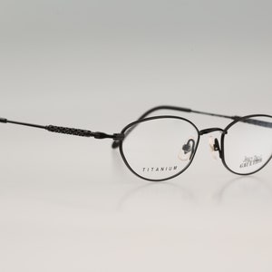 Jean Paul Gaultier 55-0023 Titanium, Vintage 90s victorian black small cat eye glasses frames womens NOS