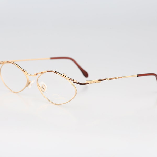 Cazal 416 865, Vintage 90s unique gold oval eyeglasses frames womens NOS