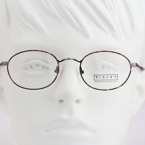 Sisley SLY 339 48M, Vintage 90s antique silver & tortoise small oval oval eyeglasses frames womens NOS