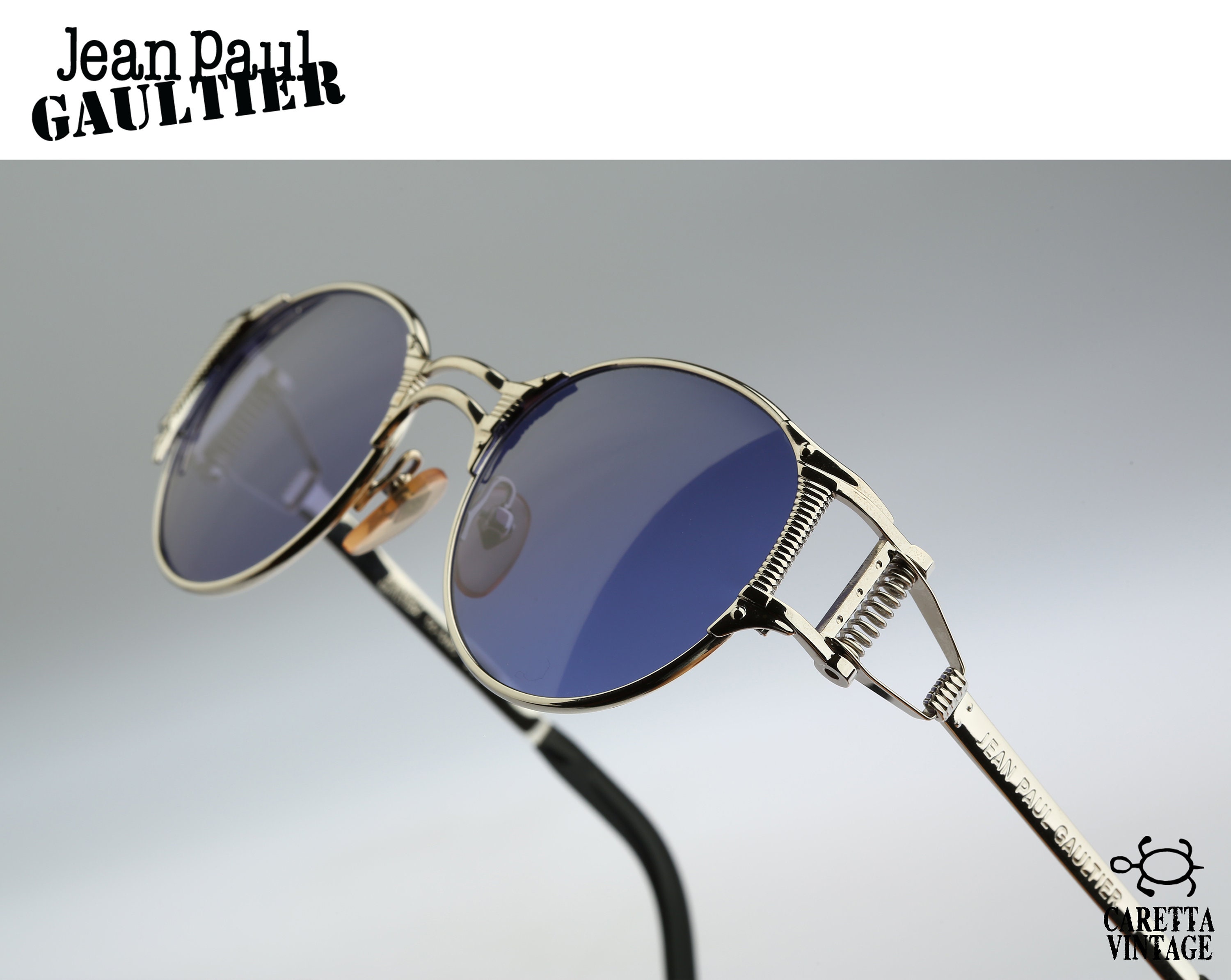 JEAN PAUL GAULTIER ビンテージ サングラス スチームパンク Jean Paul Gaultier 56-5105, Vintage 90s Unisex Silver Round