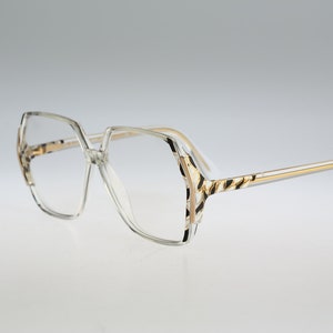 Silhouette M 1199 C 6054, Vintage 80s colorful pattern & clear oversized large hexagon glasses frames womens NOS