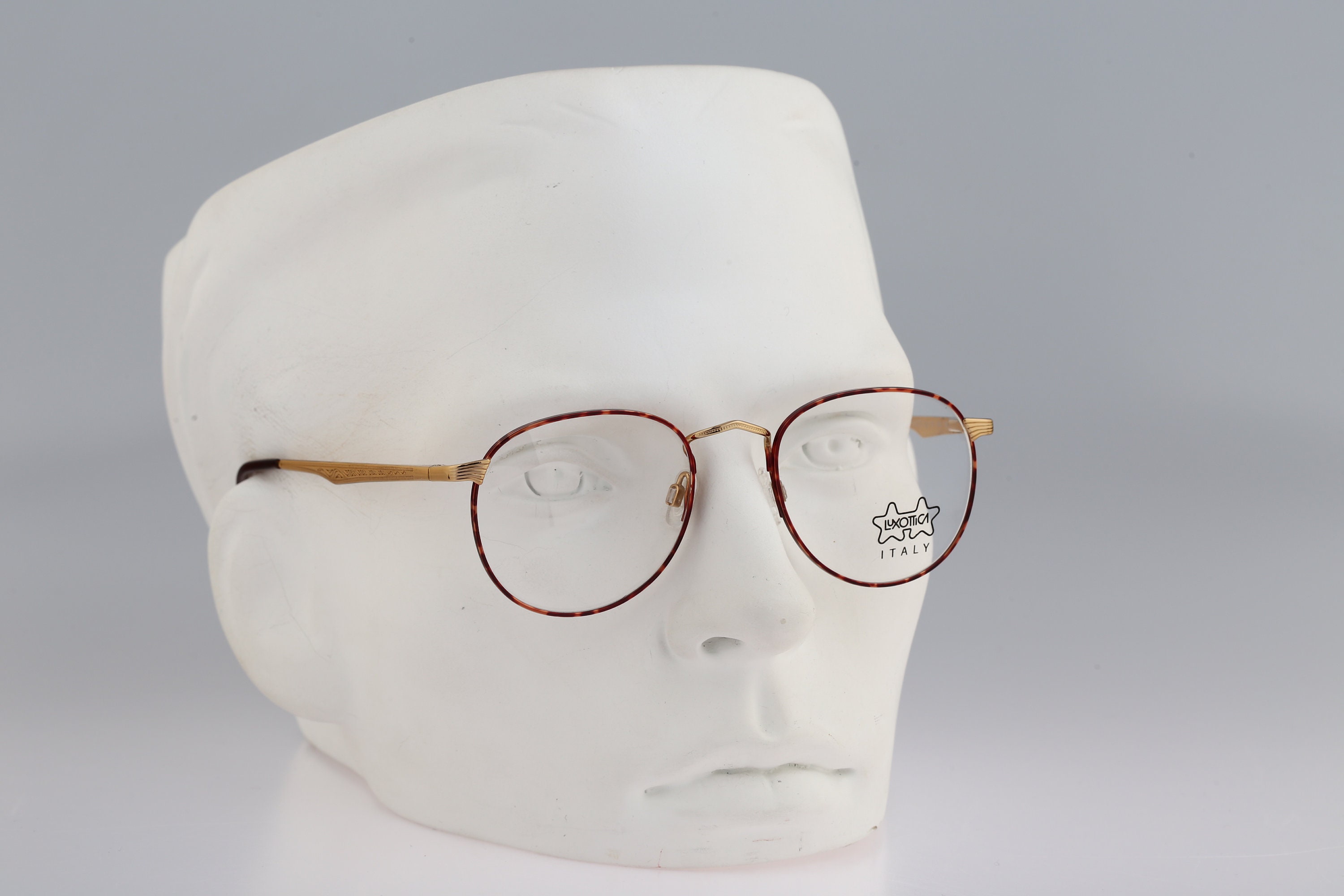 Vintage Loxuttica Women Eyeglasses Frame GOLDELETROPLATED Glasses Frame Italy Luxottica Gold Eyeglass Frames for sale | eBay main image 2