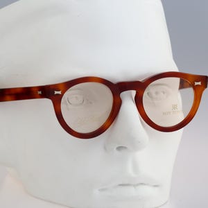 Roy Tower Old Time 7 123 hand made in Italy, Vintage 90s tortoise panto round eyeglasses frames mens & womens NOS