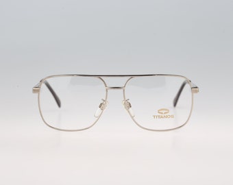 Titanos Maruman 259 OW, Vintage 90s light gold lightweight titanium square aviator glasses frames mens & womens NOS