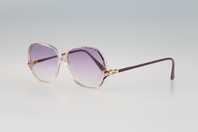 Silhouette M 1813 20 C 2686, Vintage 80s tinted purple lenses unique clear oversized butterfly sunglasses women, NOS image 4