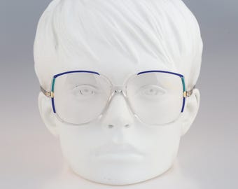 Silhouette M 1712 20 C 1950, Vintage 80s clear oversized butterfly eyeglasses frames womens NOS