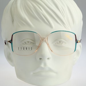 Silhouette M 1767 V 1888, Vintage 80s blue and clear oversized square eyeglasses frames womens / NOS