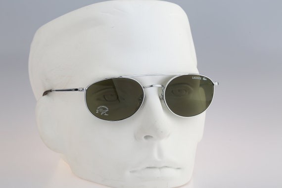Lacoste D001, Vintage 90s tinted green lenses sil… - image 2
