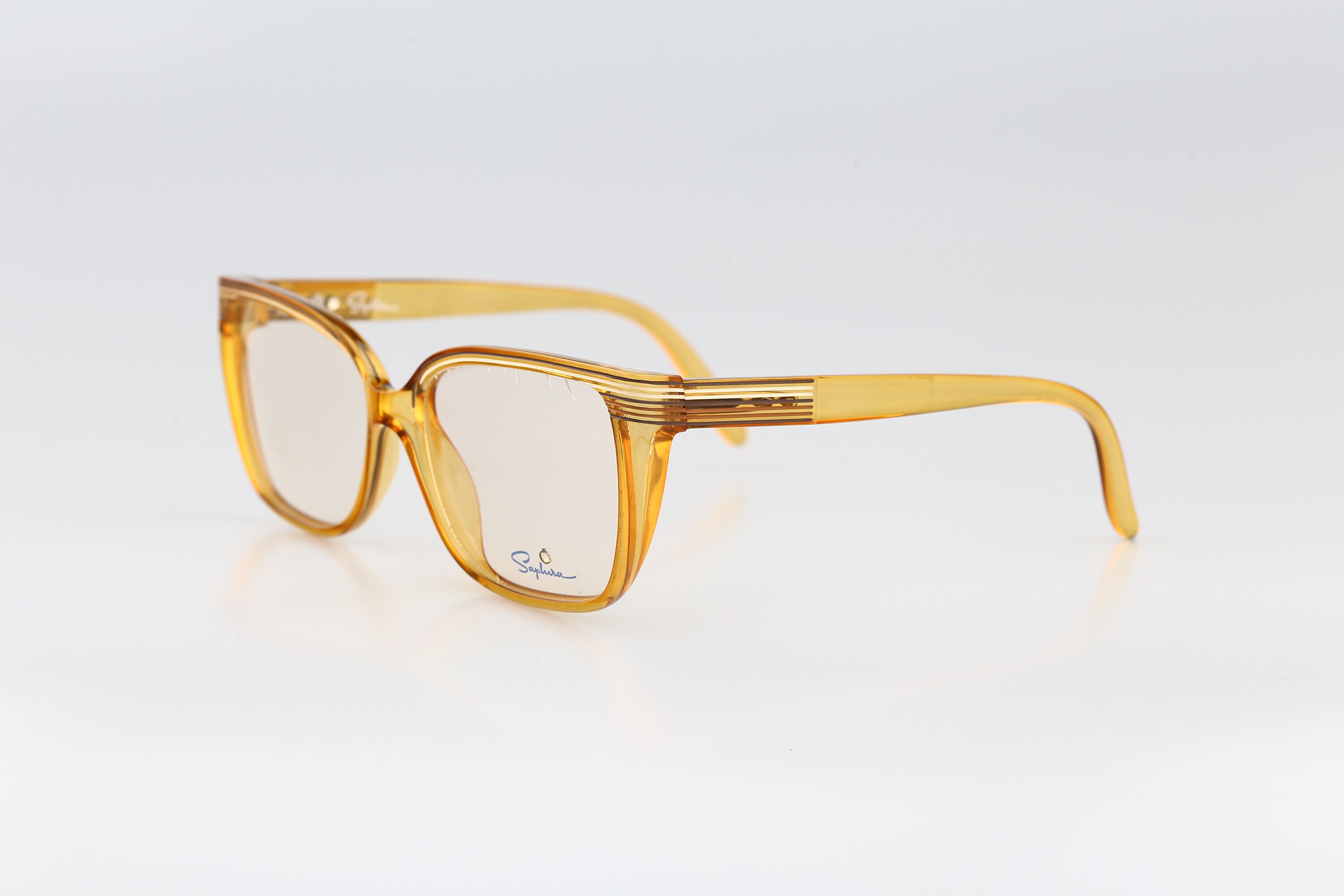 Lunettes Vintage Saphira 4151 Jaune Ovale - NOS (neuf Ancien Stock) Avec étiquettes