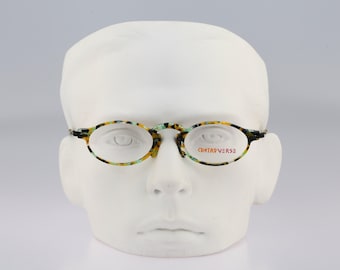 Contro Verse 3090 131 03, Vintage 90er Jahre grüne kleine ovale Brillenfassung Herren und Damen, NOS