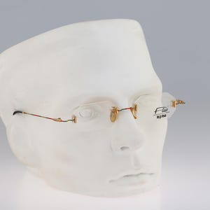Flair Top Ten 548 457, Vintage 90s gold and colorful rimless hexagon eyeglasses frames mens & womens NOS