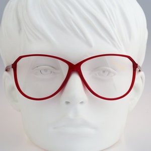 Silhouette M 1730 C 5560, Vintage 80s unique oversized clear red cat eye glasses frames womens NOS