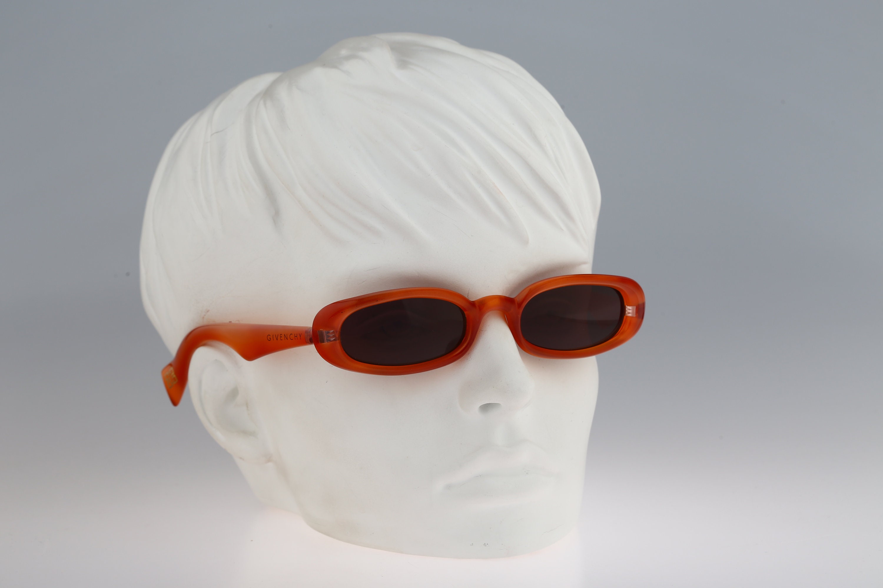 Givenchy 2513 004, Vintage 90s Orange Slim Rectangle 