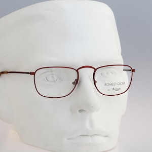 Romeo Gigli RG 44 258M, Vintage 90s red small rectangle glasses frames mens & womens / NOS
