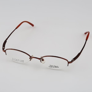Jean Paul Gaultier 55-0056 2 Titanium, Vintage 90s copper color half rim small oval glasses frames mens & womens NOS