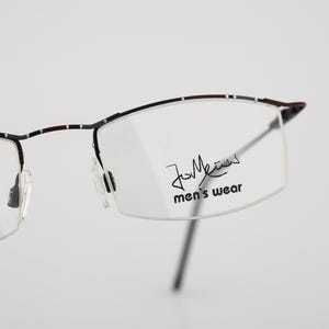 Jo Meurer Yabi Spirit 5066 1721, Vintage 90s gray and red half rim rectangle eyeglasses frames mens NOS
