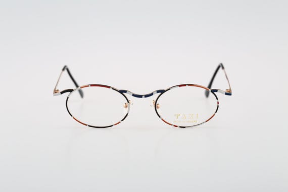 Taxi By Casanova 242 01, Vintage 90s colorful unique small oval eyeglasses frames mens & womens NOS