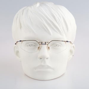 Ramon 24 1350, Vintage 90s unique gold and colorful browline half rim hexagon eyeglasses frames mens and womens / NOS