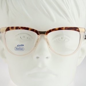 Safilo Linea 5571, Vintage 80s clear & tortoise oversized square wayfarer eyeglasses frames womens / NOS