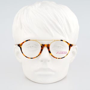 Lozza Raymond 786, Vintage 90s gold & tortoise round aviator eyeglasses frames mens and womens NOS