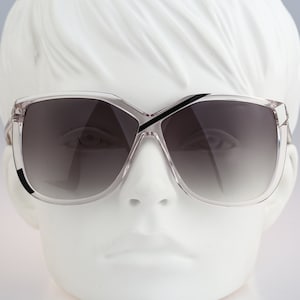 Silhouette M 3078, Vintage 80s unikalne przezroczyste duże kwadratowe okulary przeciwsłoneczne damskie, NOS