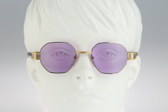 Zina Z 703 01, Vintage 90s Tinted Purple Lenses Unique Gold
