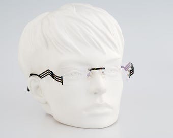 Yabi Art Abendzauber 4535 6617, Vintage 90s black and colorful rimless rectangle eyeglasses frames mens & womens NOS