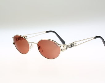 Yanks 579 C 777, Vintage 90s unique victorian silver oval sunglasses women, NOS