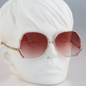 Silhouette M 1163 20 C 2589, Vintage 80s tinted pink lenses clear large oversized butterfly sunglasses women, NOS