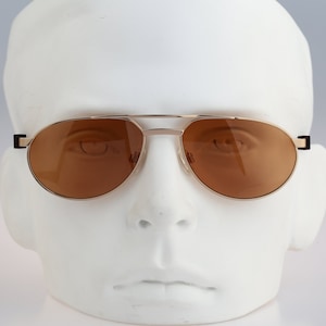 Adidas A801 V 6050, Vintage 90s tinted brown lenses gold aviator sunglasses men NOS