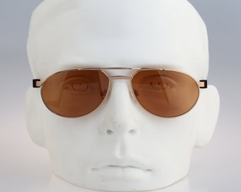 Adidas A801 V 6050, gafas de sol estilo aviador vintage de los años 90 con lentes marrones y doradas para hombre NOS
