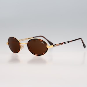 Egizia 43 01, Vintage 90s tortoise and gold small oval sunglasses mens & women, NOS