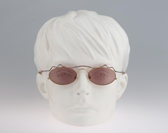 MCS 288, Vintage 90s tinted lenses colorful & gold small oval sunglasses women NOS
