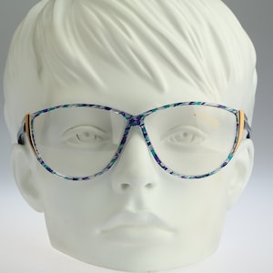 Silhouette M 1727 C 1651, Vintage 80s clear blue oversized cat eye glasses frames womens NOS