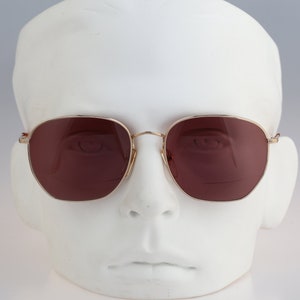 Freedom 6702, grandes lunettes de soleil hexagonales dorées vintage des années 90 pour hommes et femmes NOS